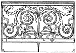 This trellis parapet is a design of scrolls and leaves.