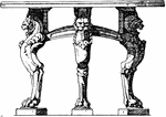 The three-legged table trapezophoron is a Roman design . The legs of the table are made out marble and the table-top is a mosaic.