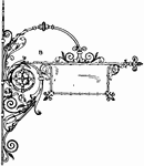 This wrought-iron bracket is a modern style sign. It is designed with scrolling and curls.