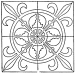 The Medieval square panel is a tile that is divided into eight equal spaces that are decorated with a repeated design.