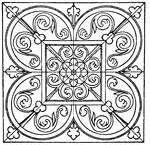 The Medieval square panel is a tile that is divided into eight equal spaces that are decorated with a repeated design.