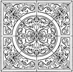 The Renaissance square panel is a modern German design that is done in intarsia (wood inlaying).
