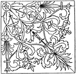 The Renaissance square panel is an intarsia (wood inlaying) designed by wood carver Antonio Mercatello during in 1500.