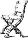 The Renaissance Folding-Chair is a ribbed chair that is scarcely decorated and is mostly plain.