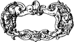 The Renaissance strap-work frame was made from bronze tablets. Foliage, palmettes, festoons and garlands of fruit, fluttering ribbons, cherub-heads are frequently added. Strap-work frame was an invention of the Renaissance.