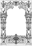 This border typographical frame was designed during the Renaissance period between 1550-1560. It was of Flemish origin, used as a decoration of books and documents.