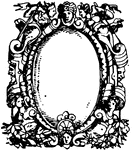 This Printer's-mark typographical frame was designed during the Italian Renaissance, 16th century. The head and tail pieces were designed of strap-work.