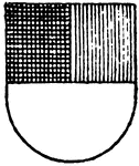 The Per Fesse Ordinary has an upper half that is per pale sable (black) and gules (red), and the lower half is argent (silver).
