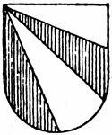 The Gyronny of Four Ordinary is in argent (silver) and gules (red). It is pointing towards the dexter (right) side.