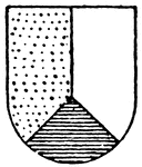 The Per Pall Ordinary is reversed in or, argent (silver), and azure (blue) colors.