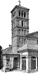 An illustration of the bell tower at St. Giorgio in Velabro, Rome.