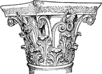 An illustration of a Corithian capital from the Tholos of Epidaurus. In several traditions of architecture including Classical architecture, the capital (from the Latin caput, 'head') forms the crowning member of a column or a pilaster. The capital projects on each side as it rises, in order to support the abacus and unite the form of the latter (normally square) with the circular shaft of the column.