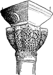 An illustration of a Byzantine capital from the the Church of St. Vitale, Ravenna. In several traditions of architecture including Classical architecture, the capital (from the Latin caput, 'head') forms the crowning member of a column or a pilaster. The capital projects on each side as it rises, in order to support the abacus and unite the form of the latter (normally square) with the circular shaft of the column.