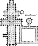 An illustration of the floor plan of Salisbury Cathedral.
