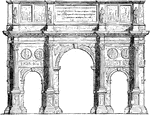 "Triumphal arches from a class apart among the monuments of Roman architecture. It was an early custom for victorious generals to make a triumphal entry into the city, during which were displayed the spoils of war in the shape of arms, temple vessels, jewels and more. Larger triumphal arches had a smaller passage on each side, besides the main entrance."