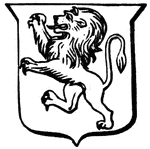 Shield with a rearing lion.