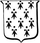 "In heraldry, one of the furs, represented with its peculiar spots black on a white ground (argent, spots sable)." -Whitney, 1911