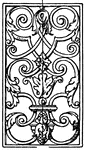 The wrought-iron oblong panel is an 18th century balaustrade design, a railing found on a stairway. It is an 18th century design.