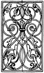 This wrought-iron oblong panel is German Renaissance design found in Prague, Czech Republic.
