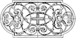 The grill panel is a late German Renaissance. It is designed in the shape of an oblong and an ellipses.