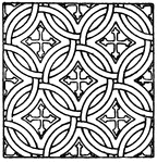 The mosaic circle pattern is inlaid pieces of stone, wood, glass, leather or straw to make a picture or pattern. This design is found in a cathedral in Monreale, Sicily, Italy.