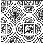 The painting pattern is a 13th century design found in the consistory (governing body) church in Assisi, Italy.
