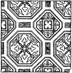 The painting pattern is a 13th century design found in the consistory (governing body) church in Assisi, Italy.