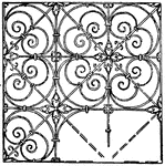 The German pattern is a 17th century design. It is a net design filled with recurring ornamental accessories.