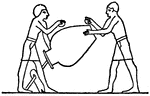 This Egyptian urn is shown here with two egyptians rubbing the urn. The urn was typically used in funeral rites as a repository for the ashes of the dead.