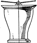 This Graeco-Italic bucket is made out of bronze. It has a ring foot bottom with two hoop handles. It was used to transport water.