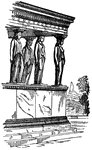 Figures of women dressed in long robes, serving to support entablatures.