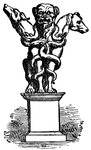 Bronze statue of the three-headed dog of ancient mythology.