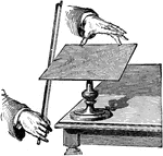 An illustration showing the vibration of plates be using a rosined bow and a steel plate.