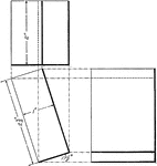 Illustration of the projection of a rectangular prism whose base makes an angle of 17.5&deg; with the horizontal.