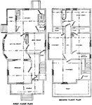 The blueprints of "The Adele" clearly show the large bay window in the dining area. There is also a large front porch and a smaller porch extending off the back of the house. In 1917, this house cost about $2,400 to build.