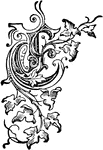 An ornate capital E surrounded by leaves and vines, used at the start of a new chapter or heading.