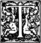 An illustration of a decorative letter "T".
