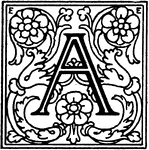 An illustration of a decorative letter A.