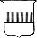 "Argent, a fess gules" describes the red (gules) stripe (fess) on the silver (argent) field.