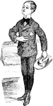 An illustration of a young boy introducing himself in a polite manner.