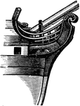 "Naut., an ornament at the bow of a ship, over the cutwater, consisting of carved work in the form of a volute or scroll, resembling somewhat that at the head of a violin." -Whitney, 1911