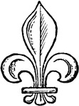 A flower symbol used as a charge in heraldry, often seen as a stylized lily.