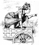 An illustration of a woman in a carraige.