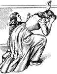 An illustration of a woman and child ducking down.