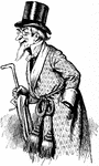 An illustration of a man wearing a robe and top hat.