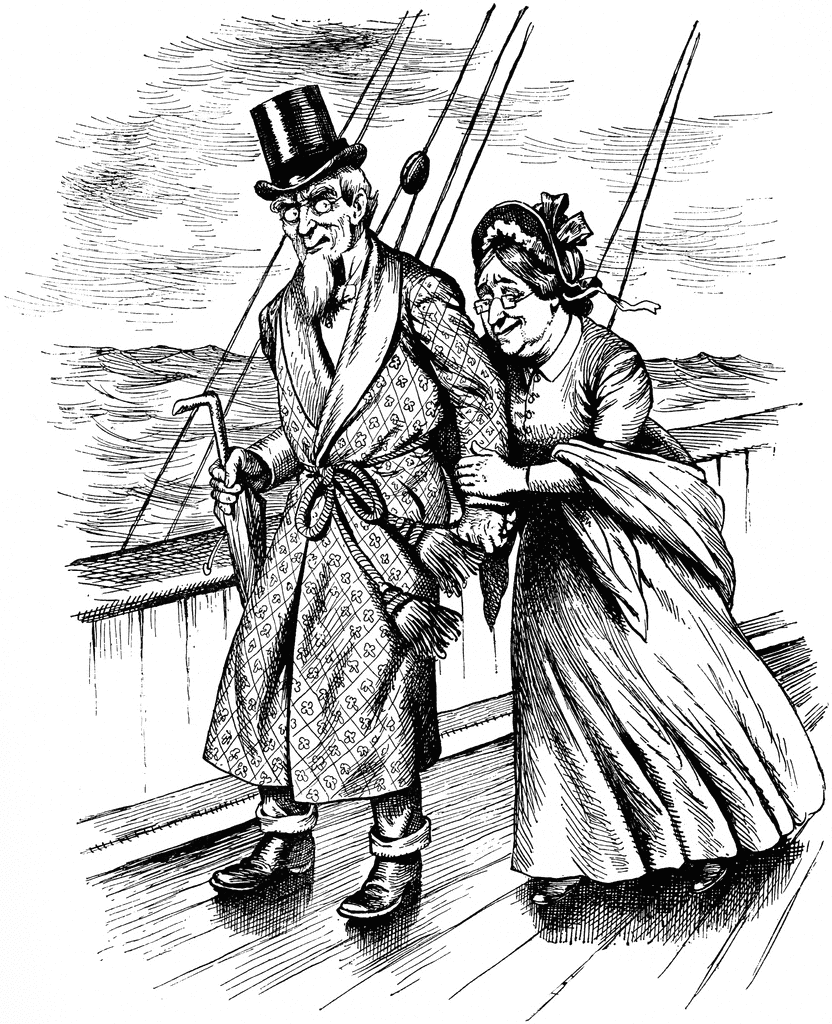 Man and Woman Walking on Deck | ClipArt ETC