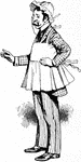 An illustration of a man wearing an apron and bonnet.