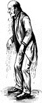 An illustration of a man drenched with water.