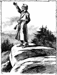 An illustration of a man standing on a rock preaching.