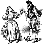 A political cartoon depicting the separation of Prince Charles and Flora MacDonald.